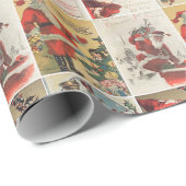 Retro Vintage Kerstkaarten Collage Cadeaupapier (Rol Hoek)