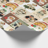 Retro Vintage Kerstkaarten Collage Cadeaupapier (Hoek)