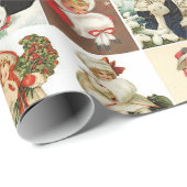 Retro Vintage Kerstkaarten Collage Cadeaupapier (Rol Hoek)