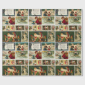 Retro Vintage Kerstkaarten Collage Cadeaupapier (Vlak)