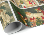 Retro Vintage Kerstkaarten Collage Cadeaupapier (Rol Hoek)
