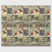 Retro Vintage Kerstkaarten Collage Cadeaupapier (Vlak)