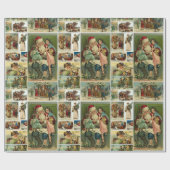 Retro Vintage Kerstkaarten Collage Cadeaupapier (Vlak)