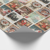 Retro Vintage Kerstkaarten Collage Cadeaupapier (Hoek)