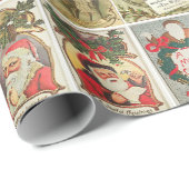 Retro Vintage Kerstkaarten Collage Cadeaupapier (Rol Hoek)
