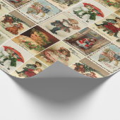 Retro Vintage Kerstkaarten Collage Cadeaupapier (Hoek)