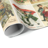 Retro Vintage Kerstkaarten Collage Cadeaupapier (Rol Hoek)