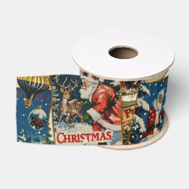 Retro Vintage Kerstkaarten Collage Grosgrain Lint