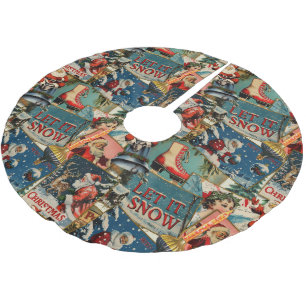 Retro Vintage Kerstkaarten Collage Kerstboom Rok