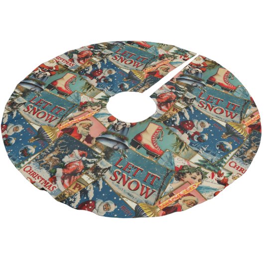 Retro Vintage Kerstkaarten Collage Kerstboom Rok (Gekanteld)