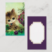 Retro Vintage-kerstkat: berichtkaart toevoegen Visitekaartje (Voorkant / Achterkant)