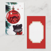 Retro Vintage-kerstkat: berichtkaart toevoegen Visitekaartje (Voorkant / Achterkant)