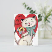 retro vintage kerstkat feestdagenkaart (Staand voorkant)