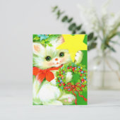 retro vintage kerstkat feestdagenkaart (Staand voorkant)