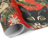 Retro Vintage Kerstkatten Cadeaupapier (Rol Hoek)