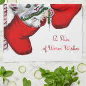 Retro Vintage Kerstkatten Vakantie keukenhanddoek (Gevouwen)