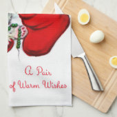 Retro Vintage Kerstkatten Vakantie keukenhanddoek (Quarter Fold)