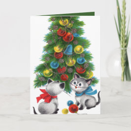 Retro Vintage Kerstkattenliefhebbers sentiment Kaart