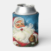 Retro vintage kerstkerstfeestdag blikjeskoeler (Blikje Voorkant)