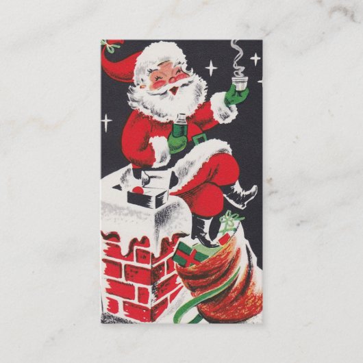 Retro Vintage-kerstkerstkaart Visitekaartje (Voorkant)