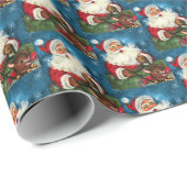 retro vintage kerstkerstkerstfeestdag betegeld cadeaupapier (Rol Hoek)