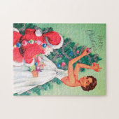 retro vintage kerstkerstkerstfeestdag legpuzzel (Horizontaal)