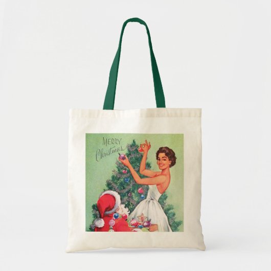 retro vintage kerstkerstkerstfeestdag tote bag (Voorkant)