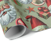 Retro Vintage kerstkerstkerstkerstkerstkerstkerstk Cadeaupapier (Rol Hoek)
