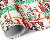 Retro vintage kerstkerstkerstkerstkerstman cadeaupapier (Rol Hoek)