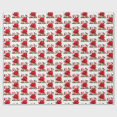 retro vintage kerstkerstkerstkerstman betrapt cadeaupapier (Vlak)