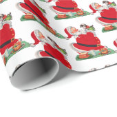 retro vintage kerstkerstkerstkerstman betrapt cadeaupapier (Rol Hoek)