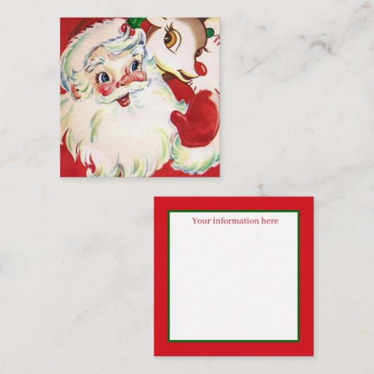 Retro vintage Kerstkerstkerstkerstrendierfeestdag Vierkante Visitekaartje (Voorkant / Achterkant)