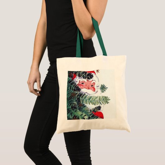 Retro vintage kerstkerstkerstman canvas tas (Voorkant (product))