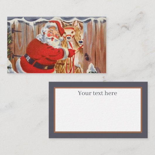 retro vintage kerstkerstkerstman - informatie toev visitekaartje (Voorkant / Achterkant)