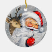 Retro vintage kerstkerstkerstrendiersieraad keramisch ornament (Voorkant)