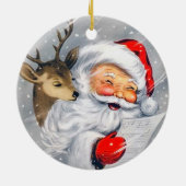 Retro vintage kerstkerstkerstrendiersieraad keramisch ornament (Achterkant)