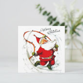 Retro Vintage-kerstkerstmars Feestdagenkaart (Staand voorkant)