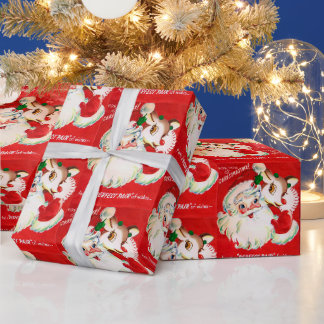 Retro Vintage-kerstkerstnamerapel Cadeaupapier