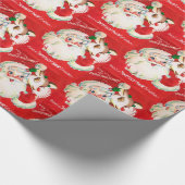 Retro Vintage-kerstkerstnamerapel Cadeaupapier (Hoek)