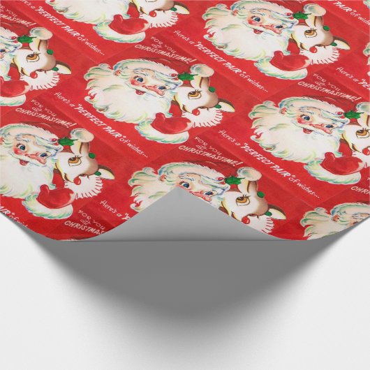 Retro Vintage-kerstkerstnamerapel Cadeaupapier (Hoek)