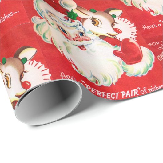 Retro Vintage-kerstkerstnamerapel Cadeaupapier (Rol Hoek)