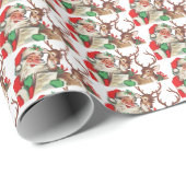 retro vintage kerstkerstrendierbeton cadeaupapier (Rol Hoek)