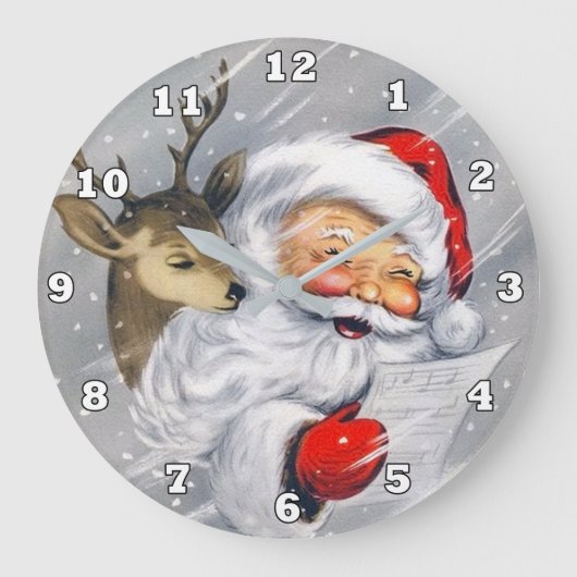 Retro vintage Kerstkerstrendierrender Grote Klok (Voorkant)