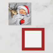 Retro vintage Kerstkerstrendierrender Vierkante Visitekaartje (Voorkant / Achterkant)
