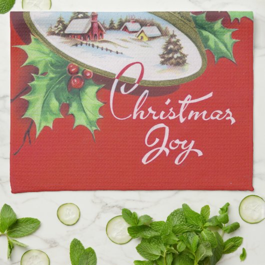 Retro Vintage-kerstkeukenhanddoekje Theedoek (Gevouwen)