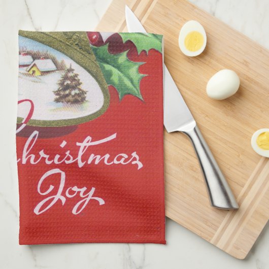 Retro Vintage-kerstkeukenhanddoekje Theedoek (Quarter Fold)