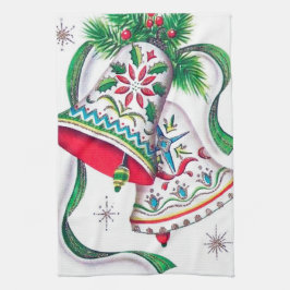 retro vintage kerstklokken keukenhanddoek