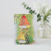Retro vintage kerstklokken Vakantie briefkaart (Staand voorkant)