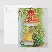 Retro vintage kerstklokken Vakantie briefkaart (Voorkant / Achterkant)