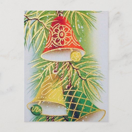 Retro vintage kerstklokken Vakantie briefkaart (Voorkant)